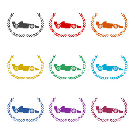 racing car laurel color setのイラスト素材
