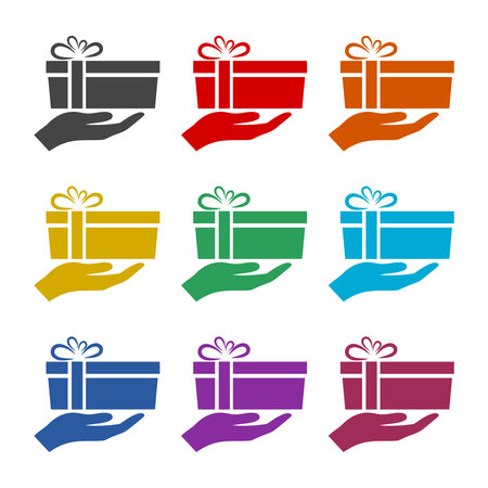 Gift box in hand iconのイラスト素材