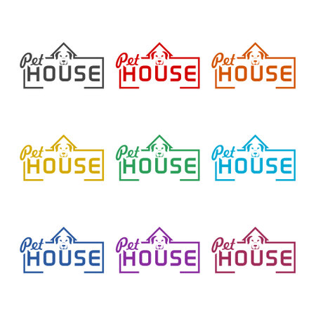 Pet house logo color setのイラスト素材