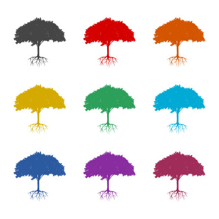 Tree root color setのイラスト素材