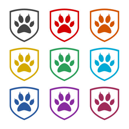 Paw with shield iconのイラスト素材