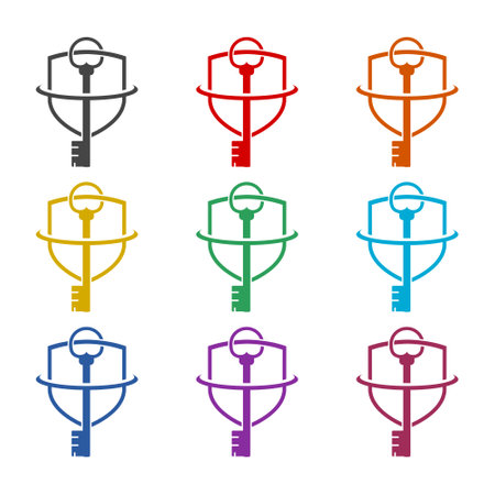 Security shield key logo color setのイラスト素材