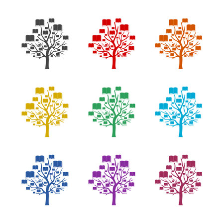 Tree Leaf Book Icon color setのイラスト素材