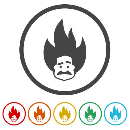 Scientist with flame hair iconのイラスト素材
