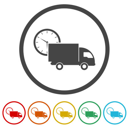 Truck and clock iconのイラスト素材