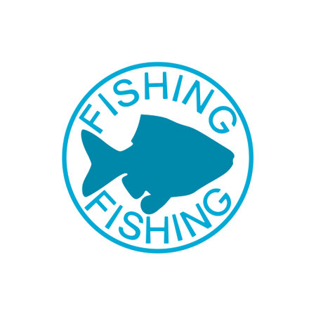 Fishing word with fish iconのイラスト素材