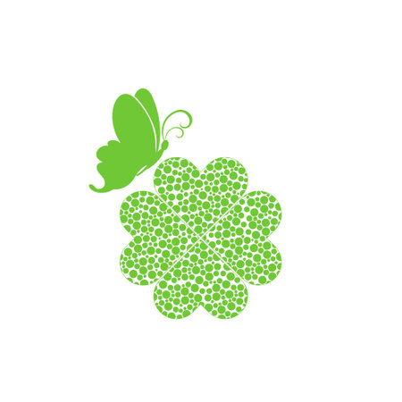 Butterfly and four leaf clover iconのイラスト素材