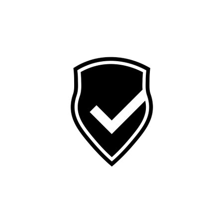 Shield with check mark iconのイラスト素材