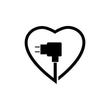 Heart with electric plug iconのイラスト素材