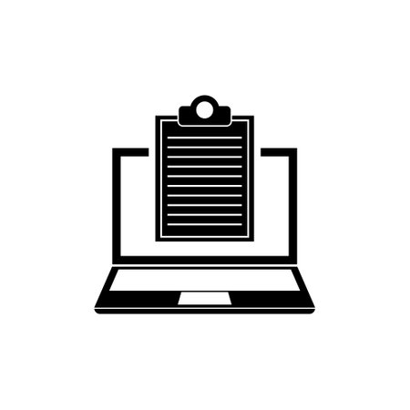 Clipboard with checklist laptop iconのイラスト素材
