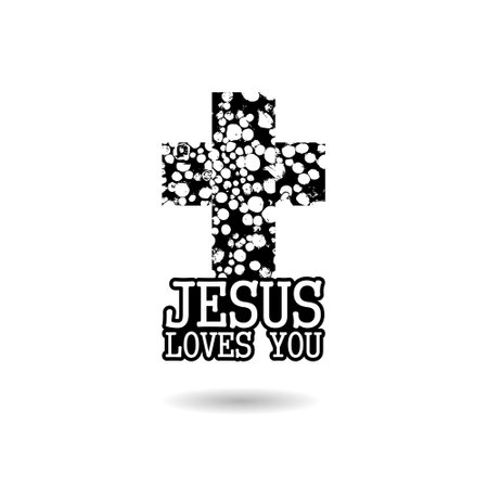 Jesus loves you cross shadow iconのイラスト素材