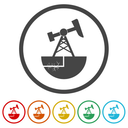 Oil gushing from the tower icon ringのイラスト素材
