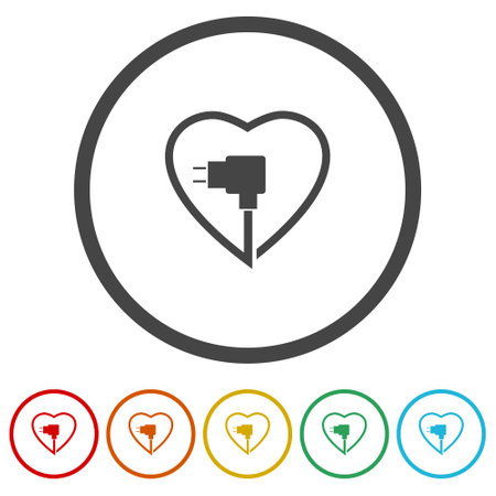 Heart with electric plug icon ringのイラスト素材
