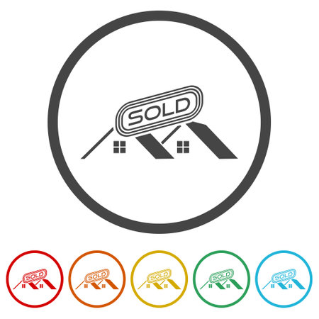 House Sold sign ring iconのイラスト素材