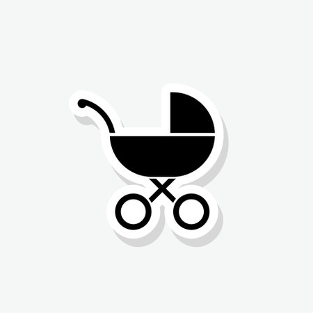 Baby stroller icon stickerのイラスト素材