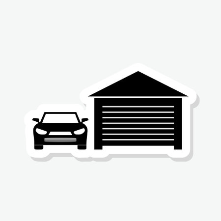 Car garage icon stickerのイラスト素材