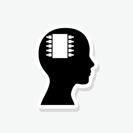 Chip inside head icon stickerのイラスト素材