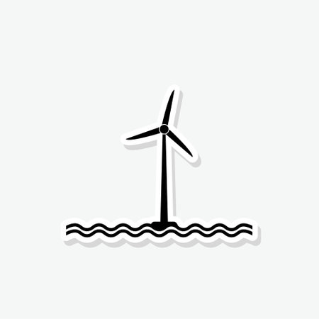 Wind turbine on water sticker iconのイラスト素材