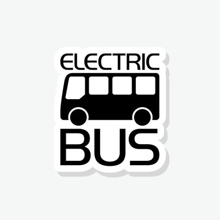 Electric bus icon stickerのイラスト素材