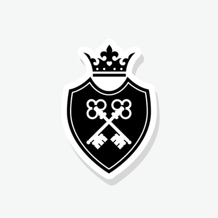 Shield crown key sticker iconのイラスト素材