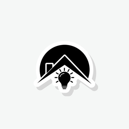 Lightbulb under roof sticker iconのイラスト素材