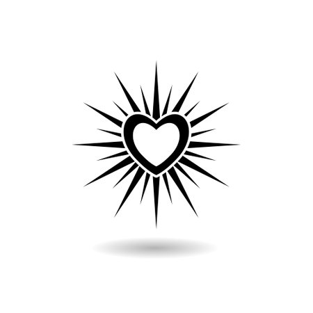 Heart with rays icon shadowのイラスト素材