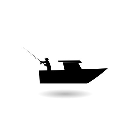 Fishing boat shadow iconのイラスト素材