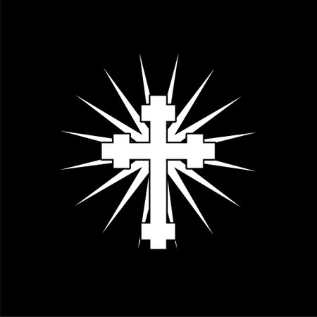 Christian cross and sun dark iconのイラスト素材