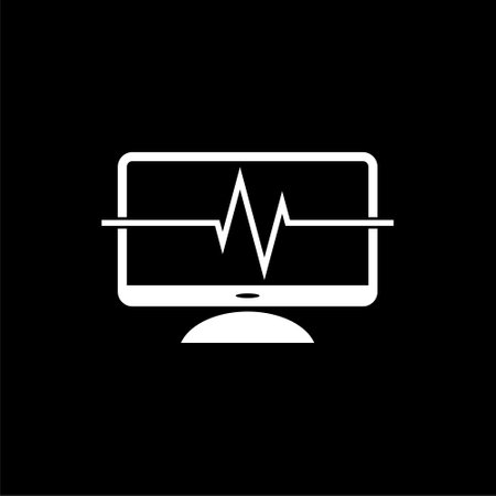 Monitor with cardiogram icon darkのイラスト素材