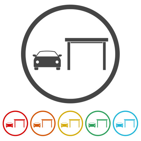 Car garage icon ringのイラスト素材