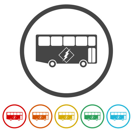 Electric bus icon ringのイラスト素材