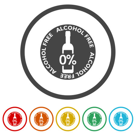 Alcohol free bottle circle ring iconのイラスト素材