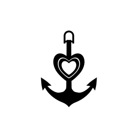 Anchor heart flat iconのイラスト素材