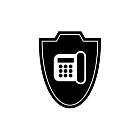 Old phone in black shield iconのイラスト素材