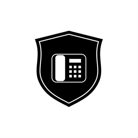 Old phone in black shield iconのイラスト素材