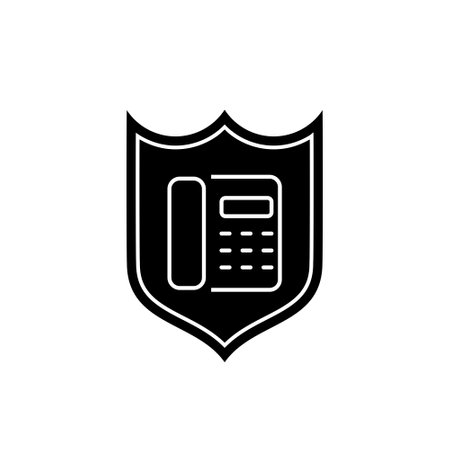 Old phone in black shield iconのイラスト素材