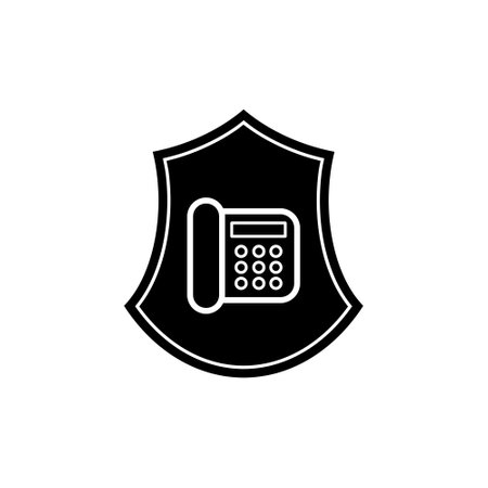 Old phone in black shield iconのイラスト素材