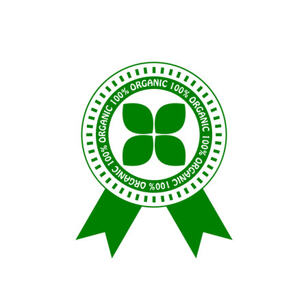 100 percent organic badge iconのイラスト素材