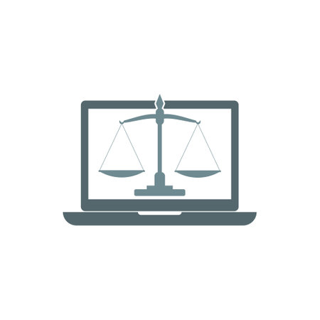 Laptop icon with a weight scaleのイラスト素材