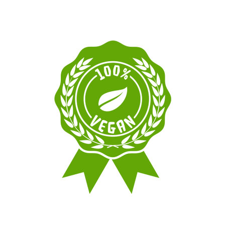 100 percent vegan badge iconのイラスト素材
