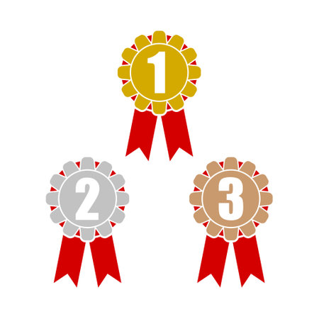 First place second third award winner badge iconのイラスト素材