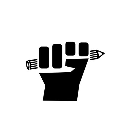 Hand holding a pen iconのイラスト素材