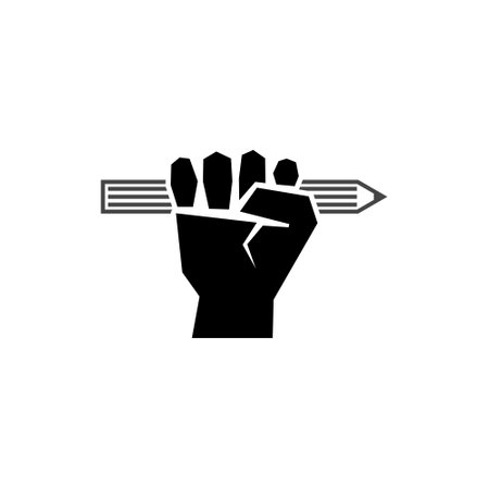 Hand holding a pen iconのイラスト素材