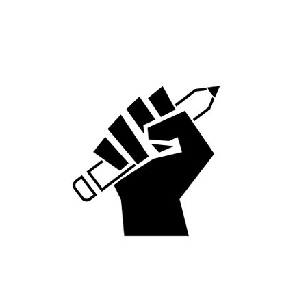 Hand holding a pen iconのイラスト素材