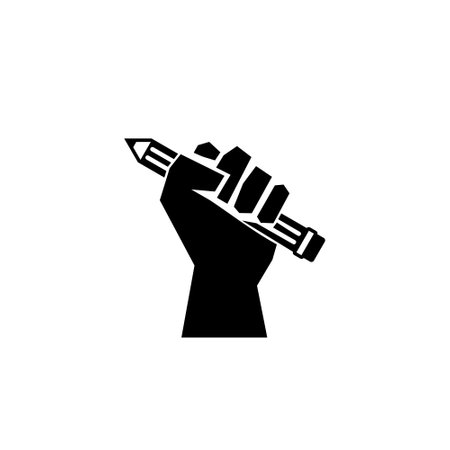 Hand holding a pen iconのイラスト素材