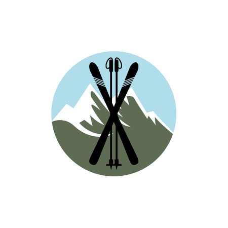 Ski and sticks sign iconのイラスト素材