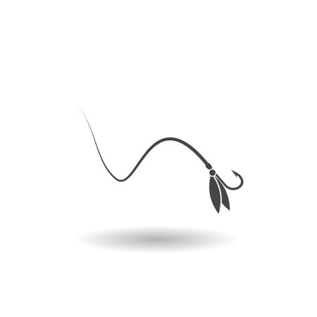 Fly fishing shadow iconのイラスト素材
