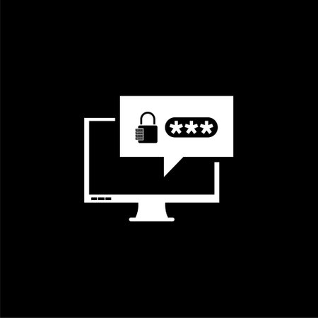 Password secure access on desktop computer dark iconのイラスト素材