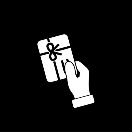 Hand holding gift card icon darkのイラスト素材