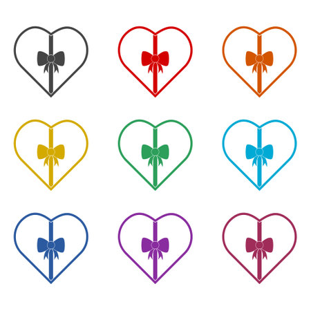Heart gift box icon colorのイラスト素材